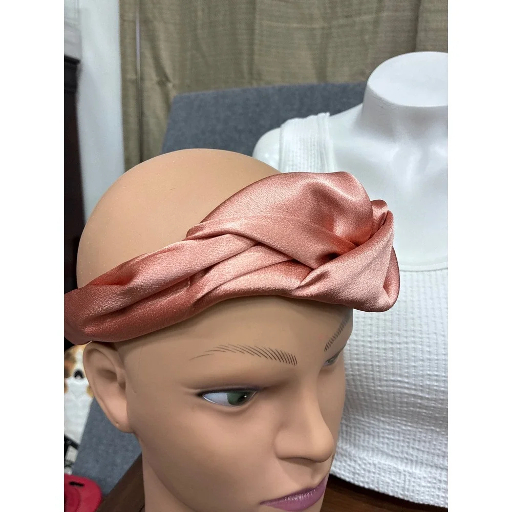 Tasha Rose Gold Satin Knotted Headband Twisted Silk Look Hair Accessory